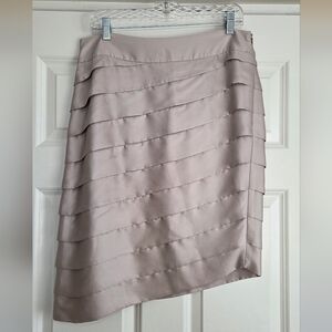 Banana Republic Monogram Champagne Tiered Asymmetrical Silky Skirt - Size 12
